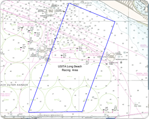 A map of the long beach racing area.