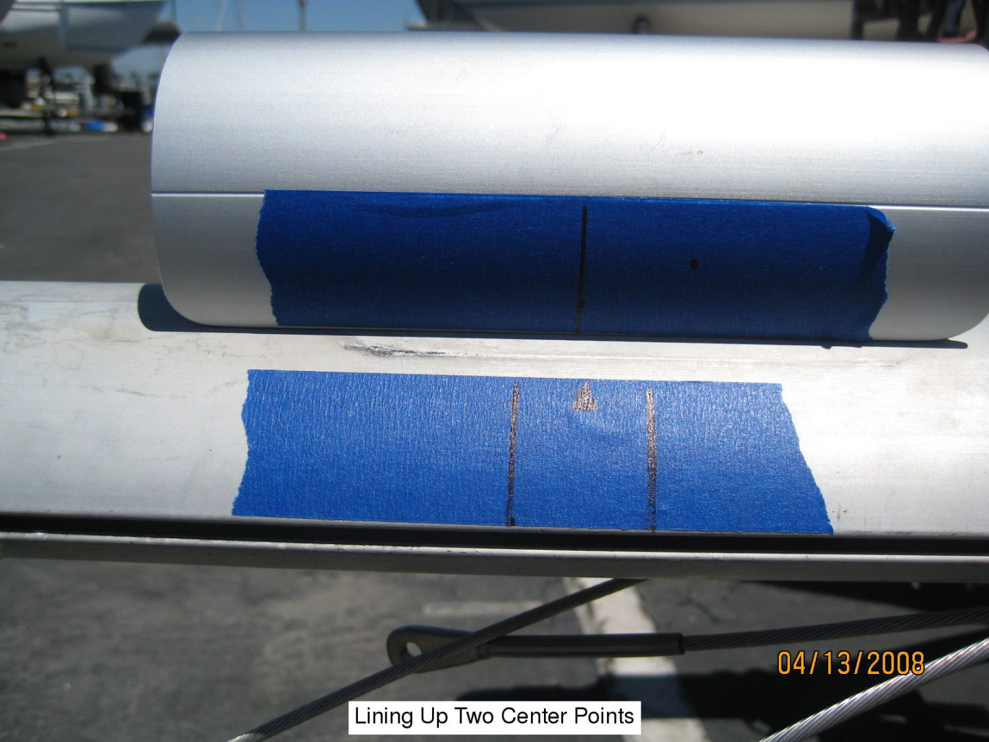 A blue and white roll of paper on top of a machine.