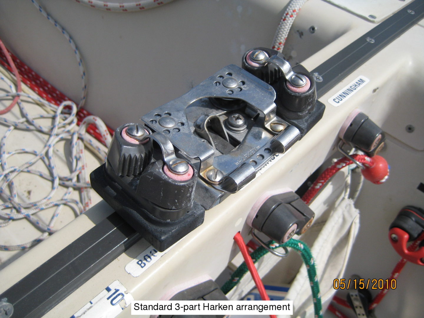 A close up of the electronics on a boat.