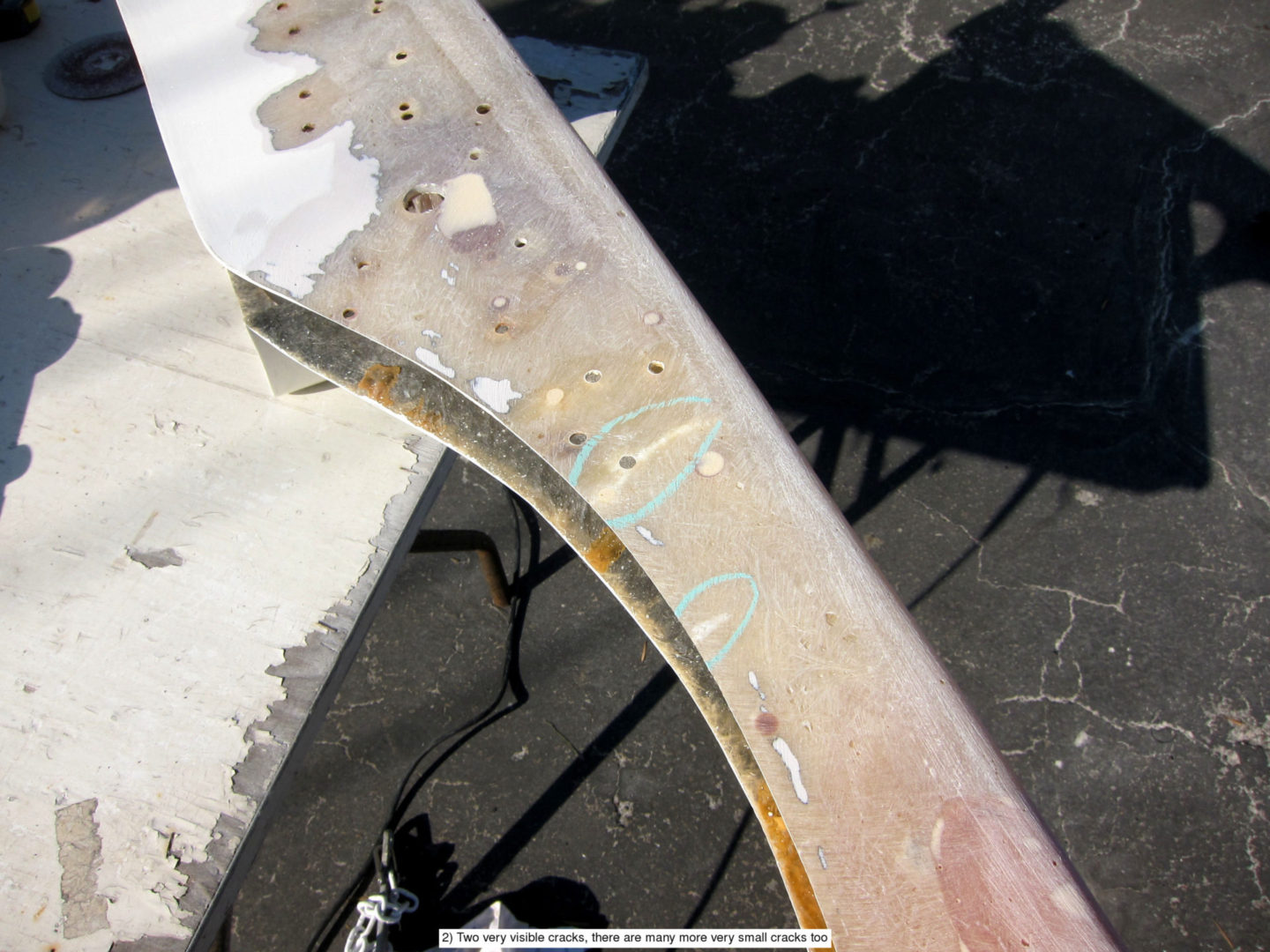 A close up of the side of an airplane wing.