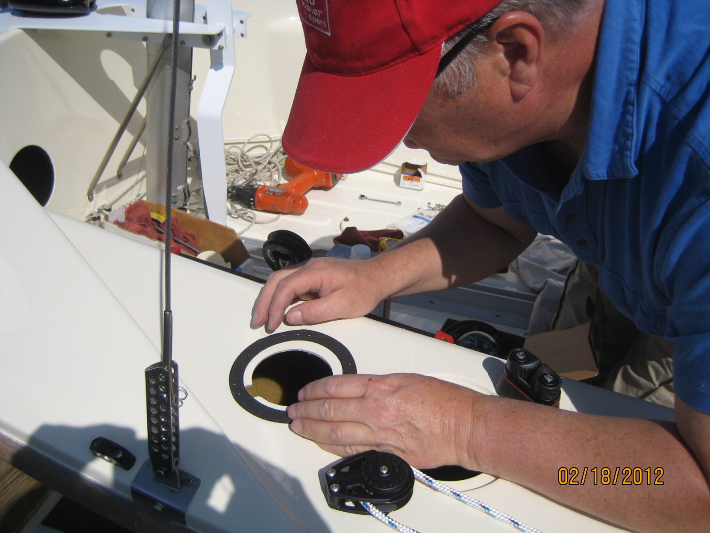 A man working on a piece of equipment.