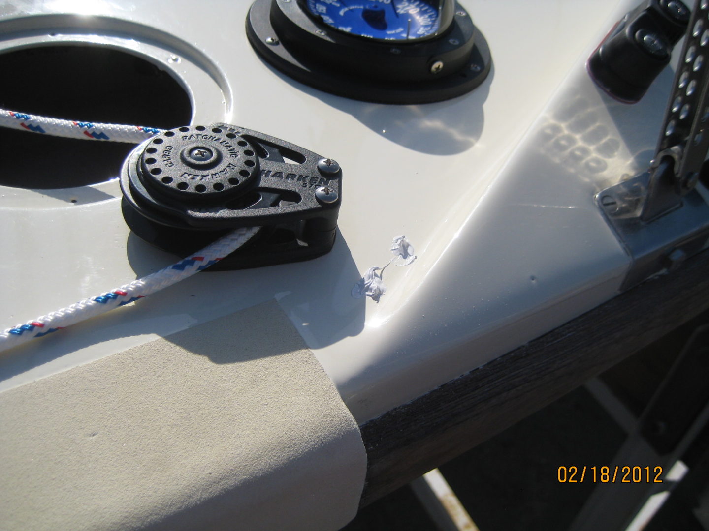 A close up of the gear on a boat