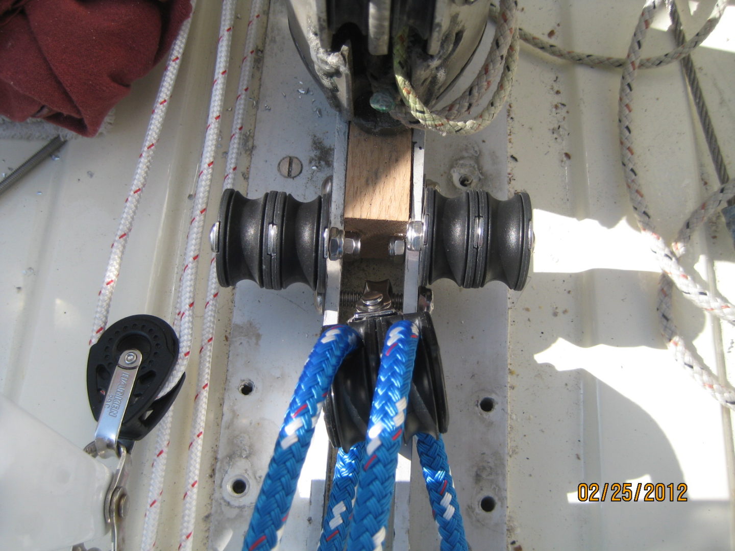 A close up of the ropes on a boat