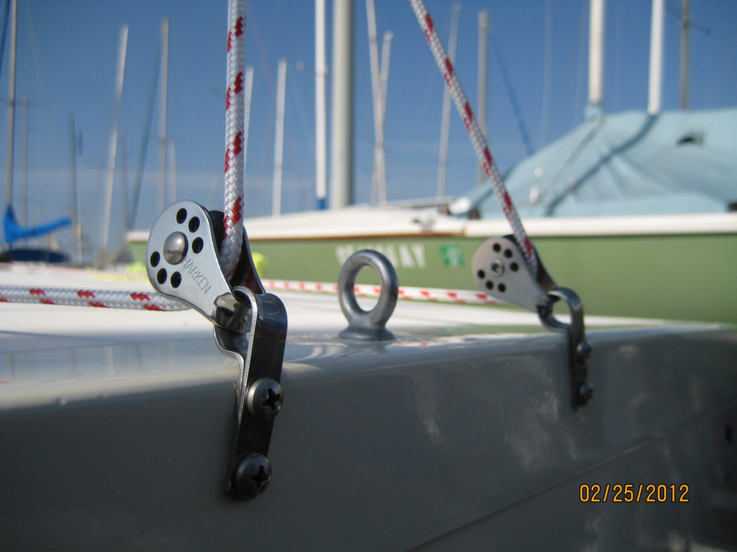 A close up of the ropes on a boat