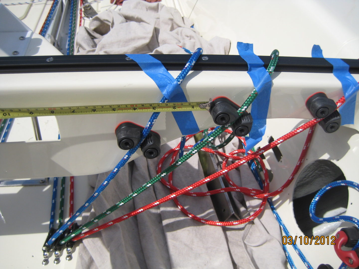 A close up of ropes and cords on a boat