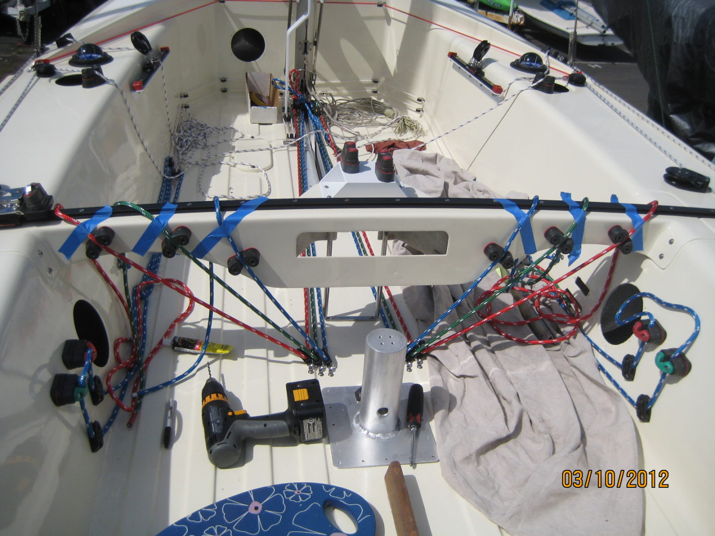 A boat with many wires attached to it