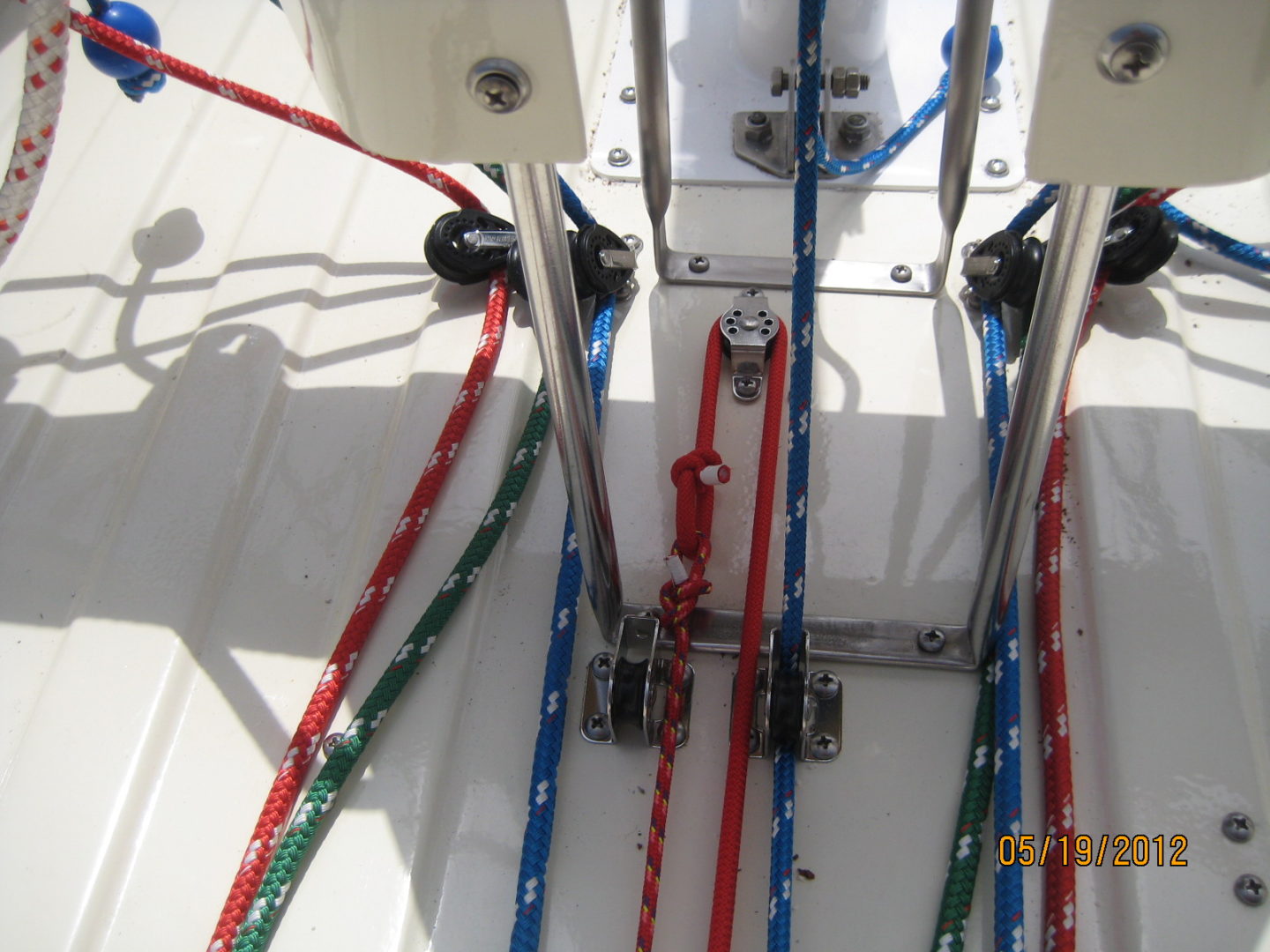 A close up of the ropes on a boat