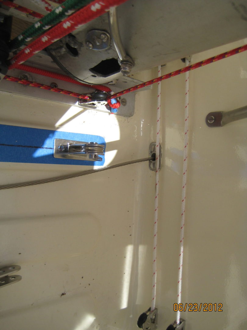 A view of the inside of a boat.