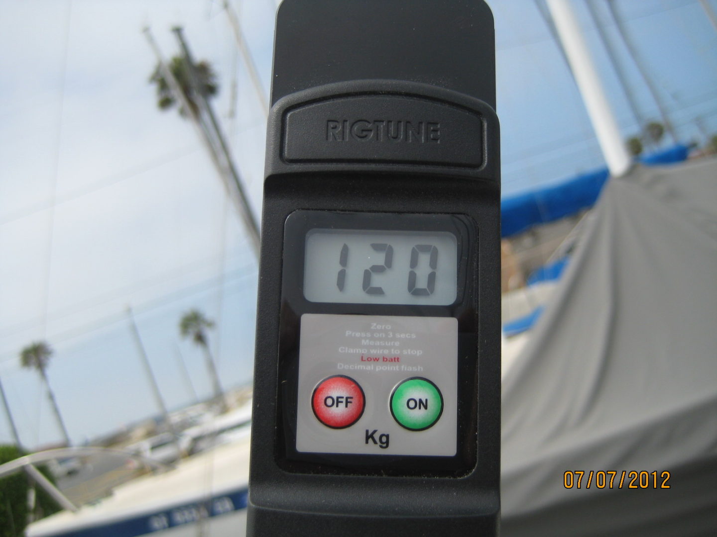 A close up of the meter on a boat