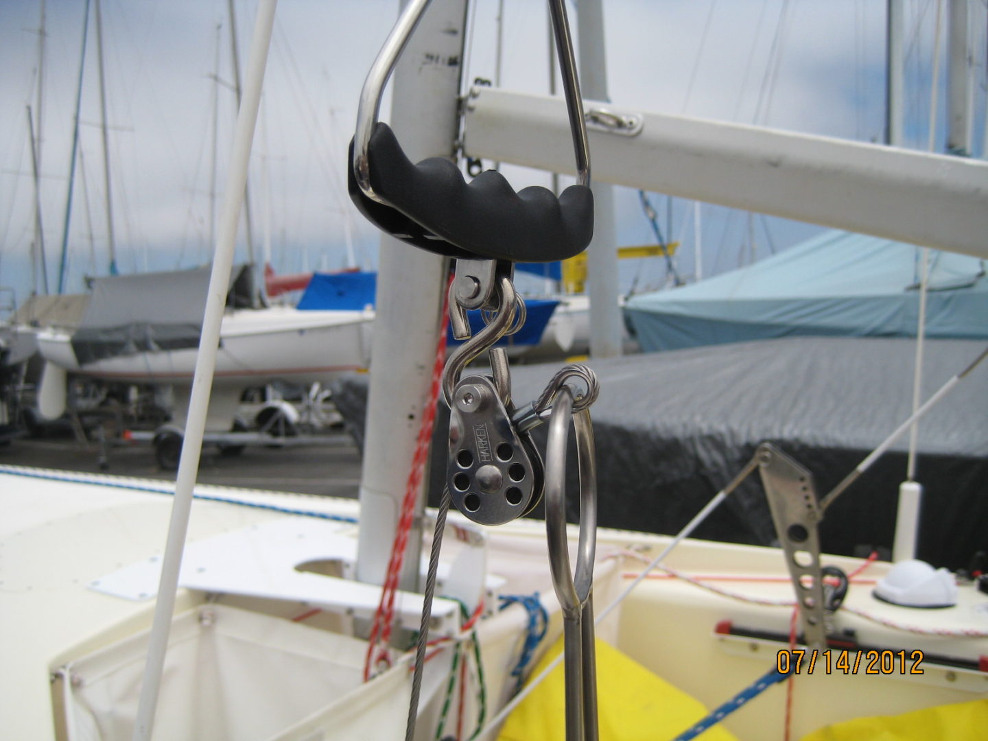 A close up of the ropes on a boat