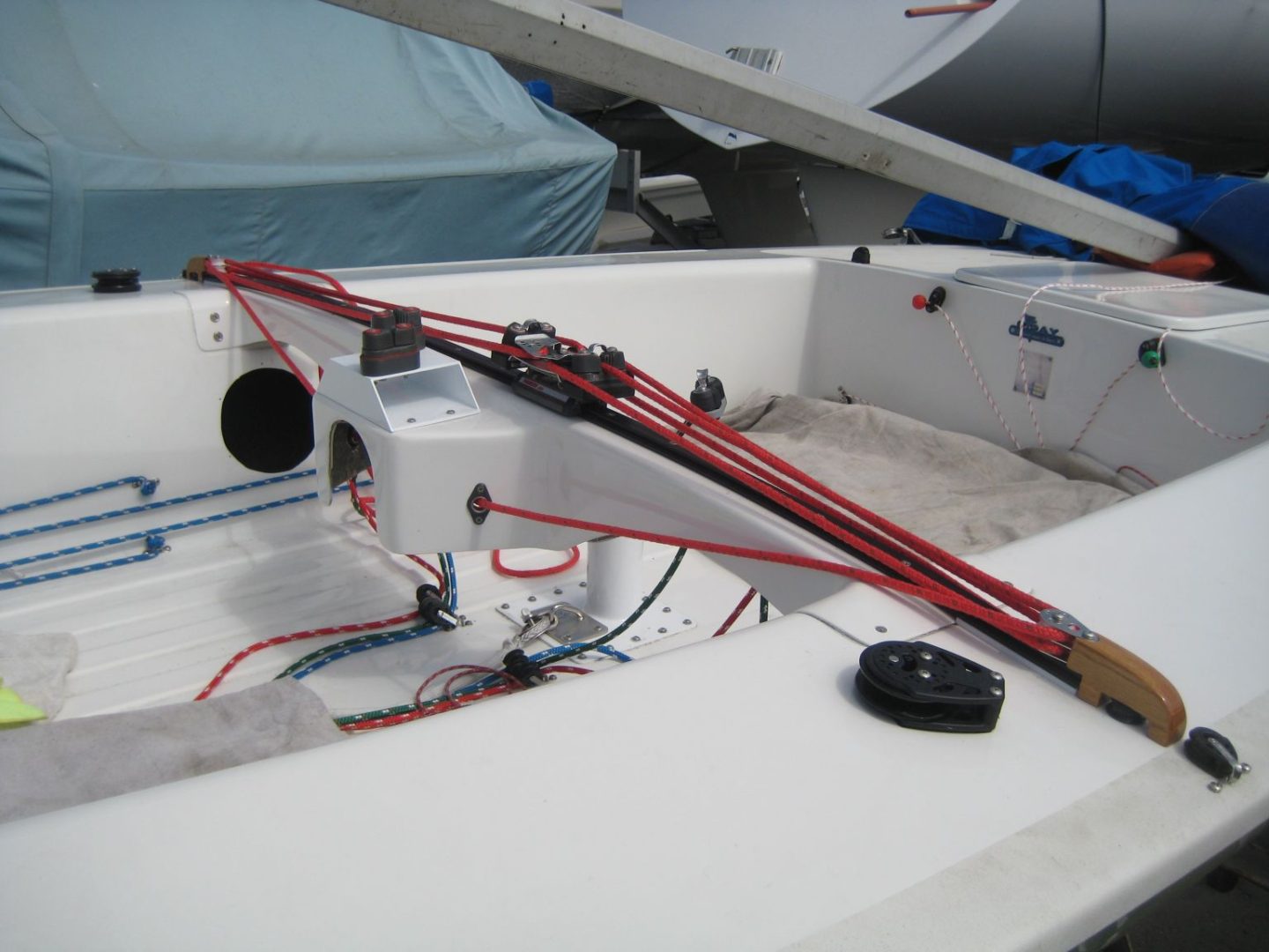 A boat with wires attached to it and a remote control.