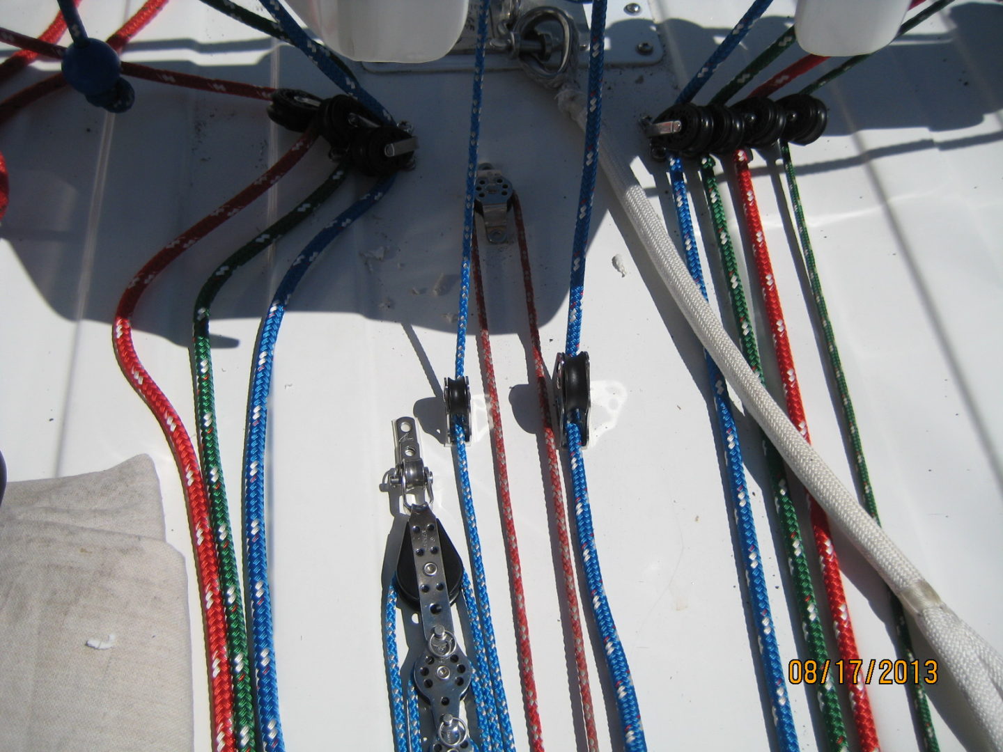 A bunch of wires hanging from the ceiling.