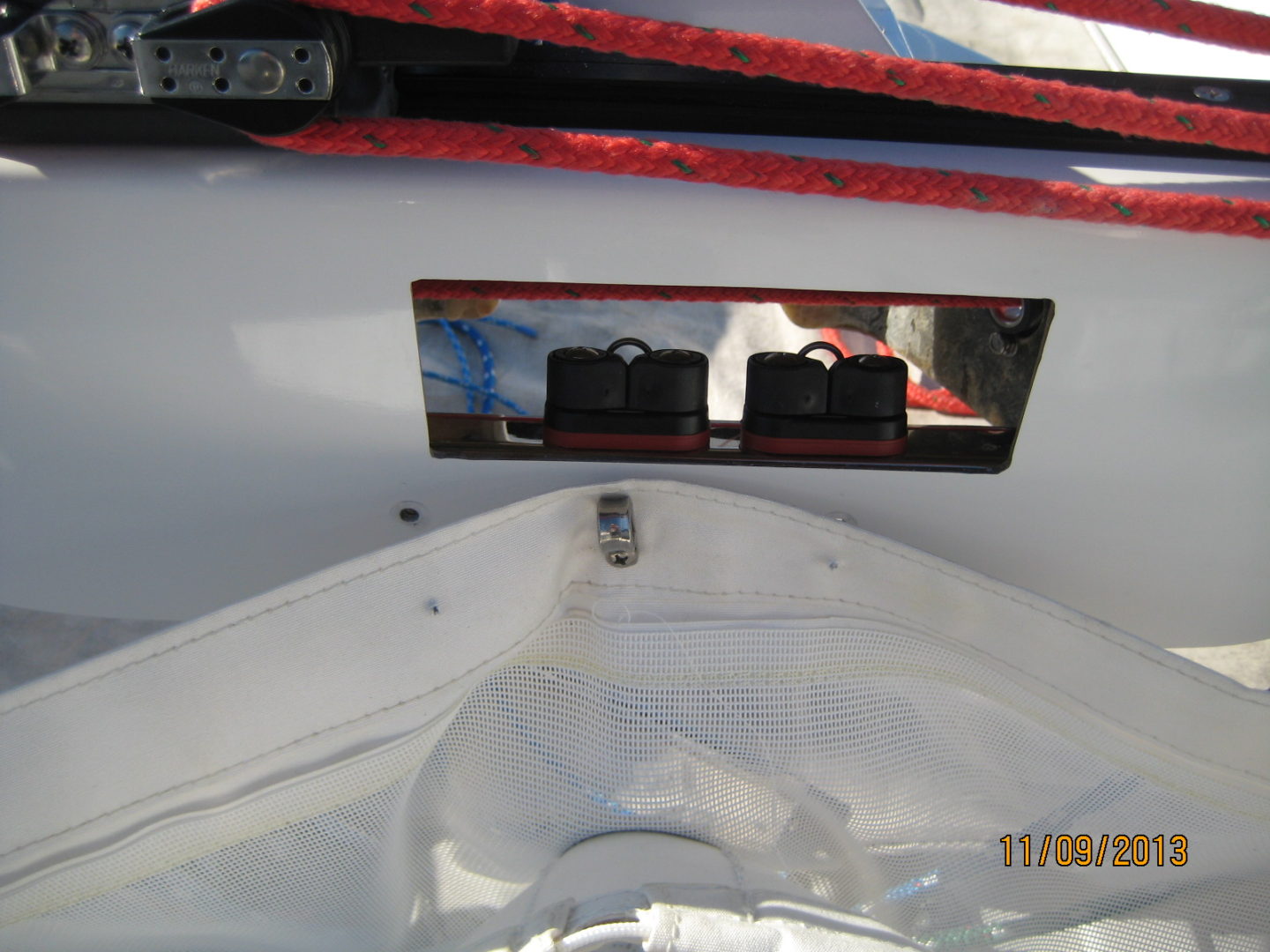 A view of the inside of a boat.