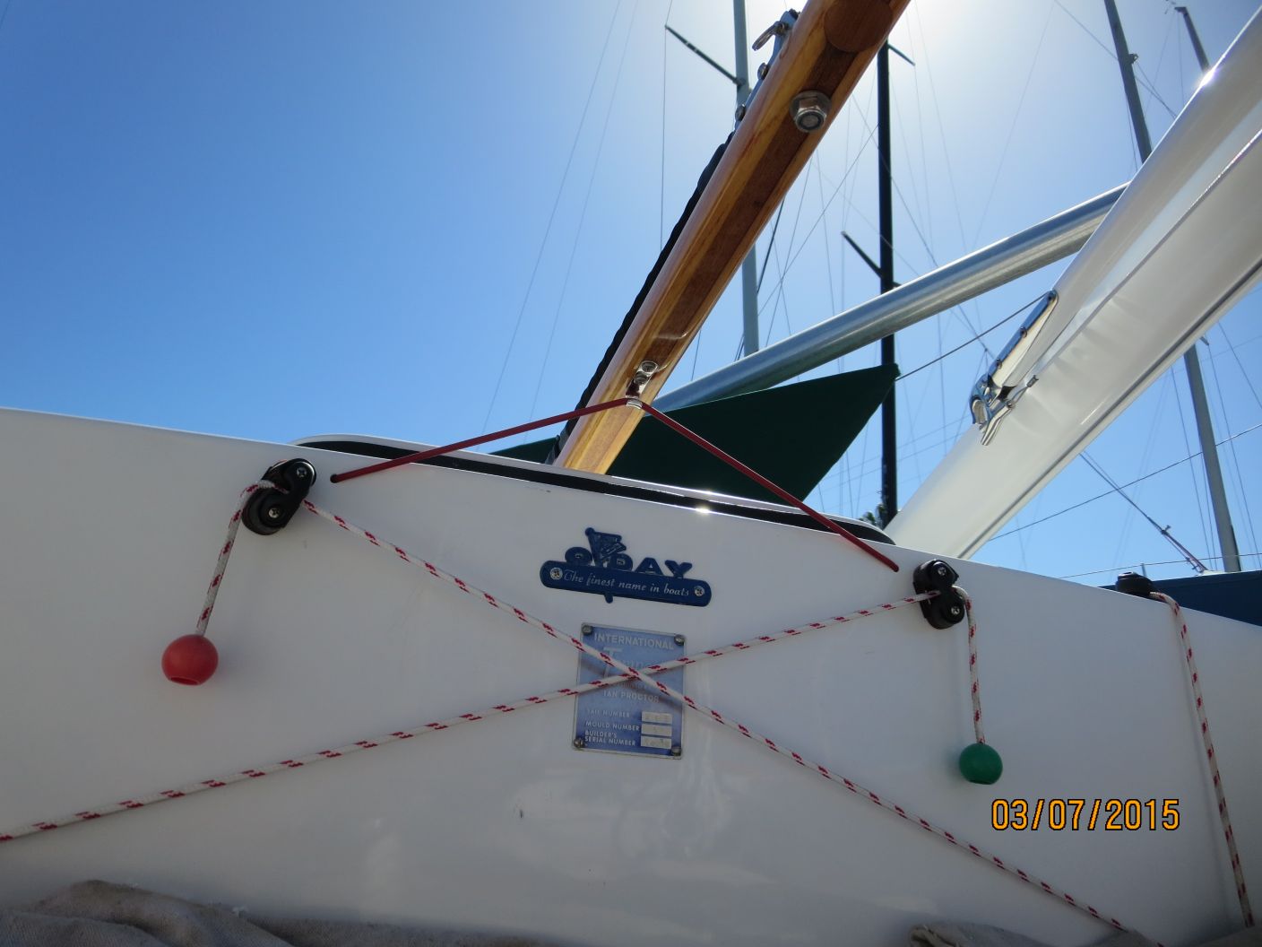 A boat is shown with the bow and rudder attached.