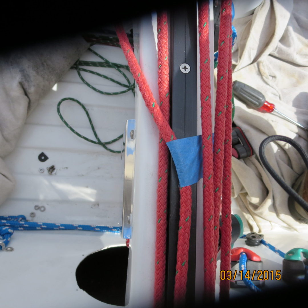 A close up of some ropes on the side of a boat