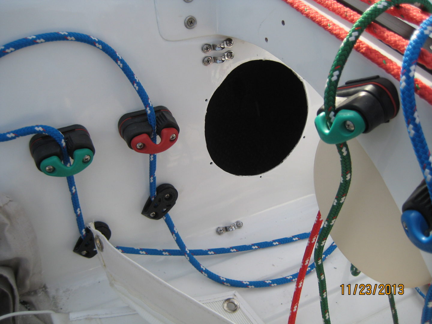 A close up of the ropes on a boat