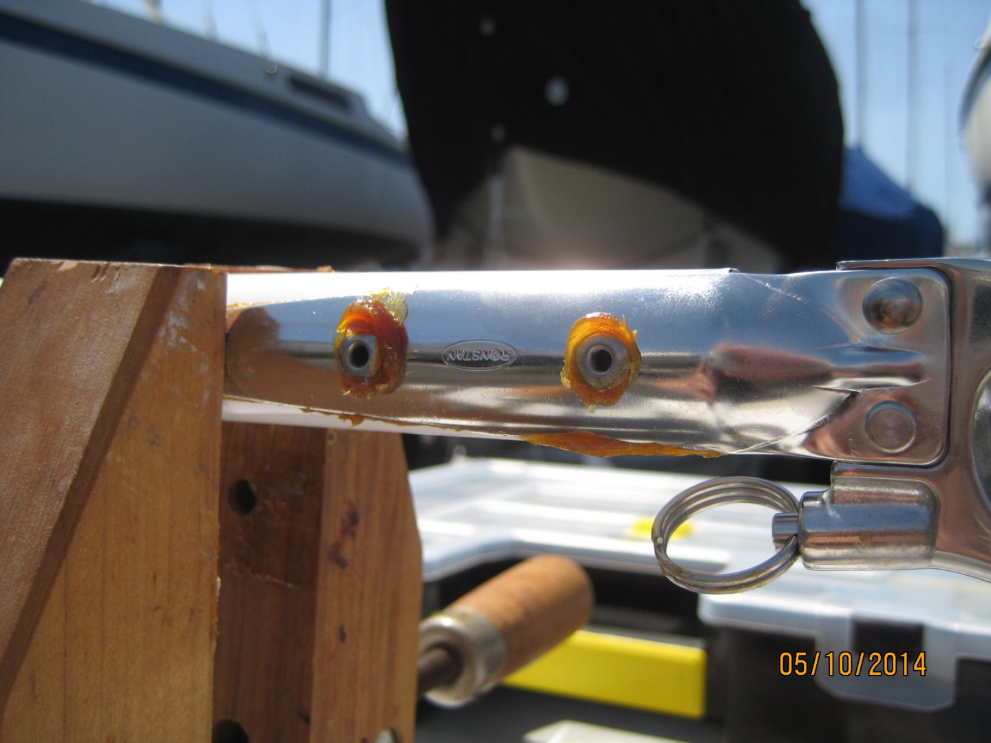 A pair of eyes on the side of a boat.