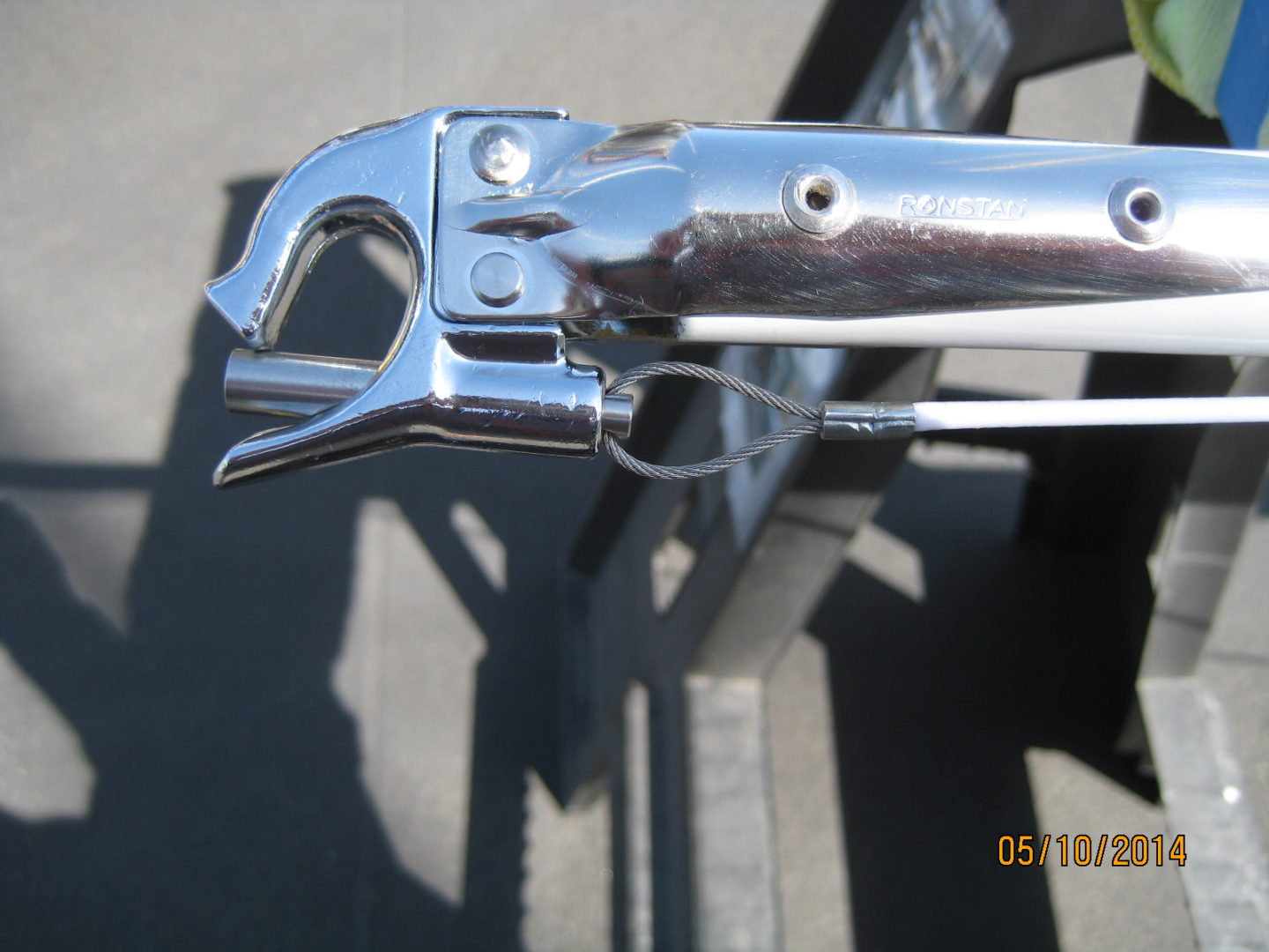 A close up of the handle on a bicycle.