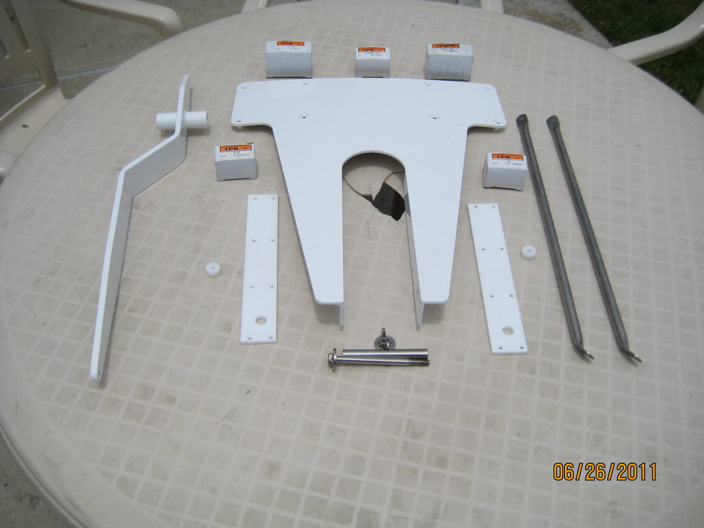 A table with some parts of the table and its contents.