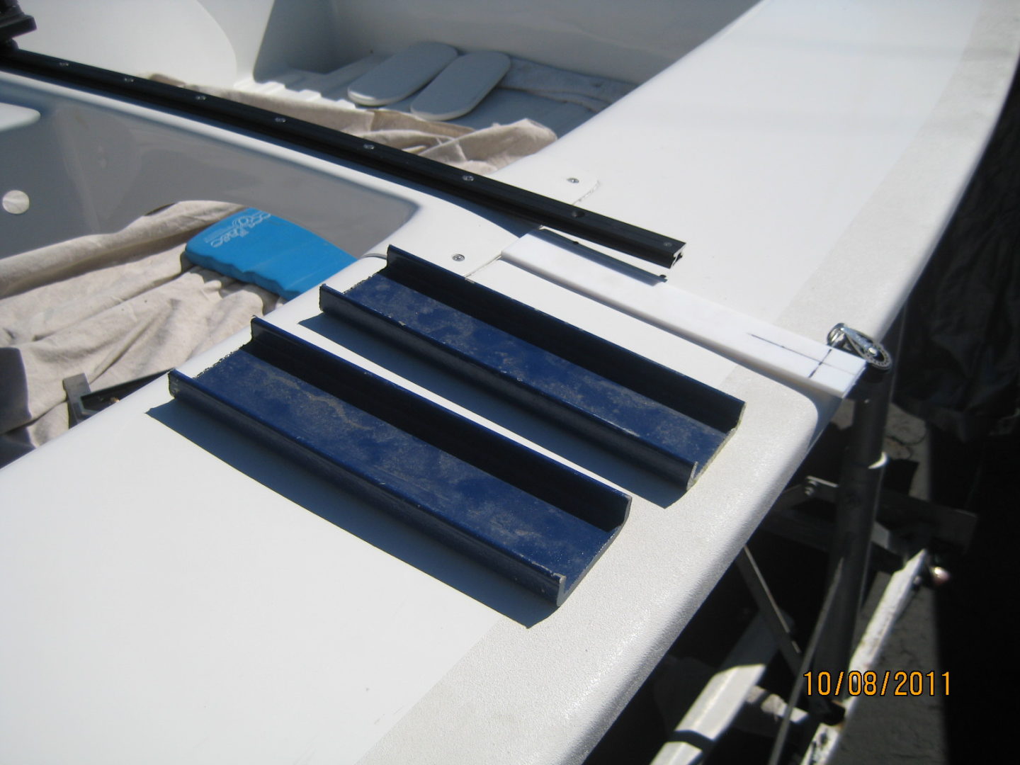 A close up of the front end of a boat