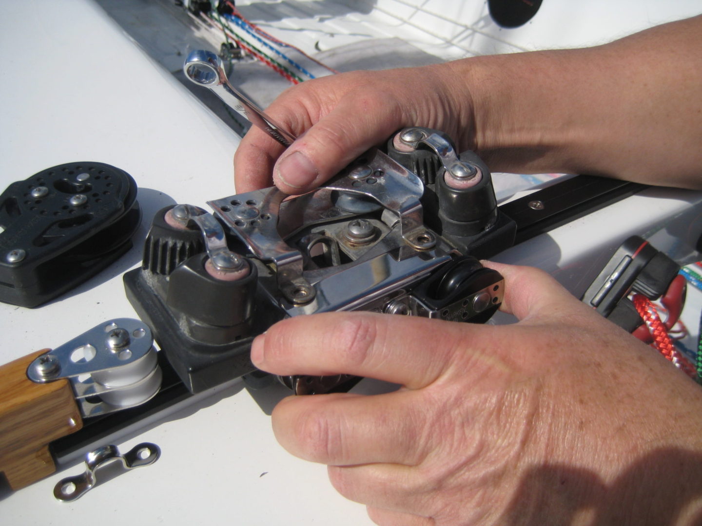 A person working on an old camera